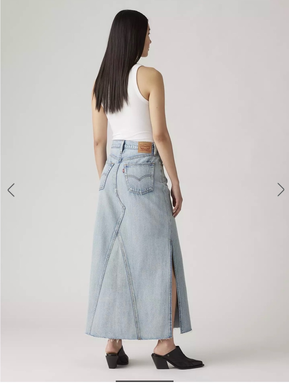 Levi's Light Blue Denim Skirt with Patch Logo - Picture 3 of 13